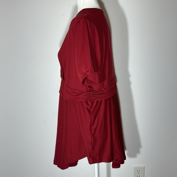 Allegrace Red V-Neck Pullover Blouse - 2X - Picture 3 of 6